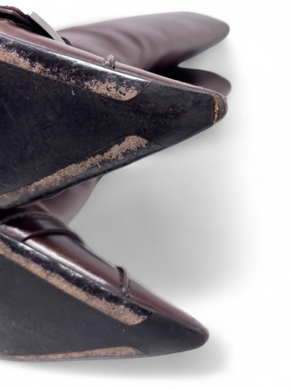 Vintage Dior Galliano Brown Knee High Leather Boot Pointed Toe Slim Buckle 39.5 - Picture 13 of 14